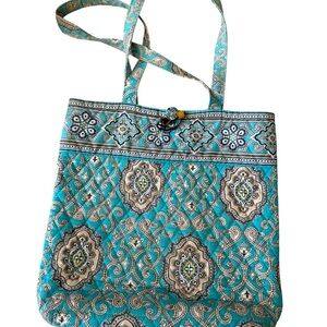 Vera Bradley Elegant Tourquise and Tan Patterned Tote Bag
